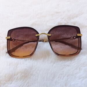 Gia Clear Light Purple Chain Link Oversized Sunglasses